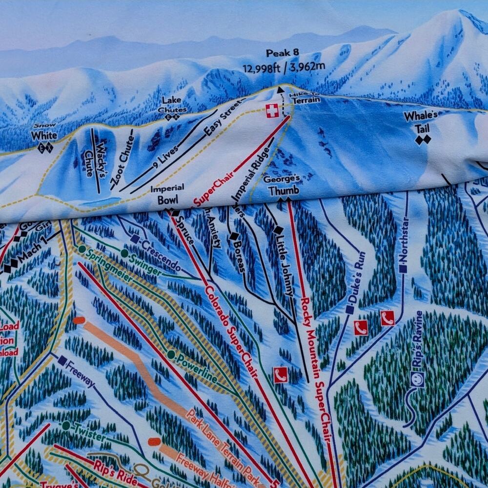 MTN CO Breckenridge Ski Resort Trail Map Weighted Blanket Plush Fleece Throw